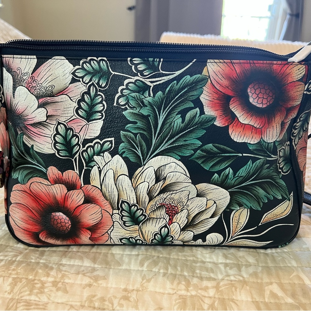 Anuschka, Evening floral hand painted shoulder or Crossbody. NWT